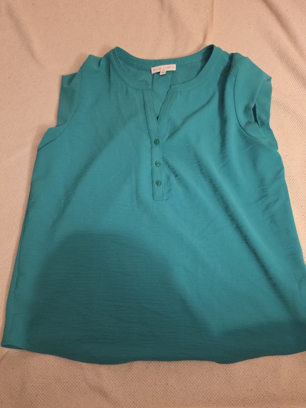 Twelve by Twelve Teal Sleeveless Henley Top